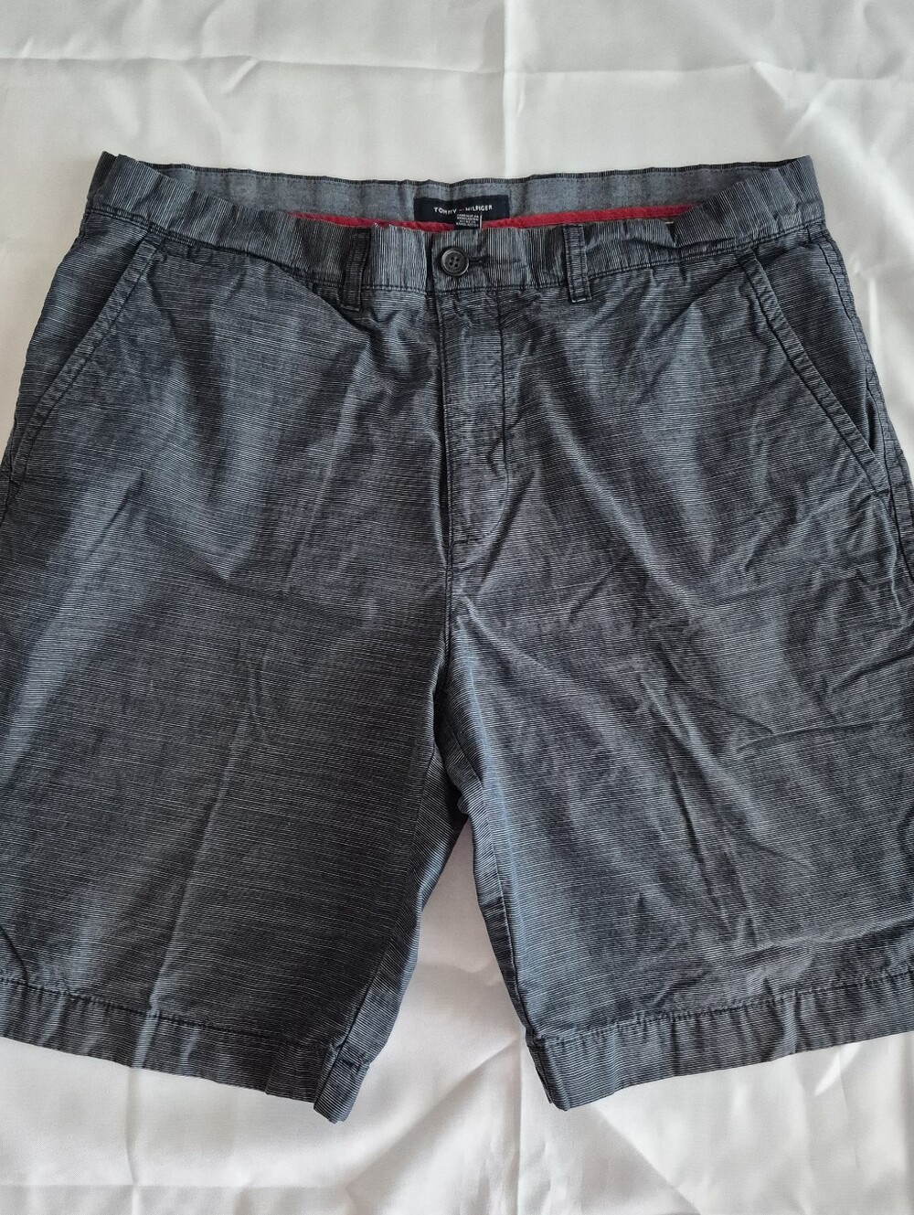 Tommy Hilfiger Shorts Men's Sz 36 Heathered Blue Chino Flat-Front